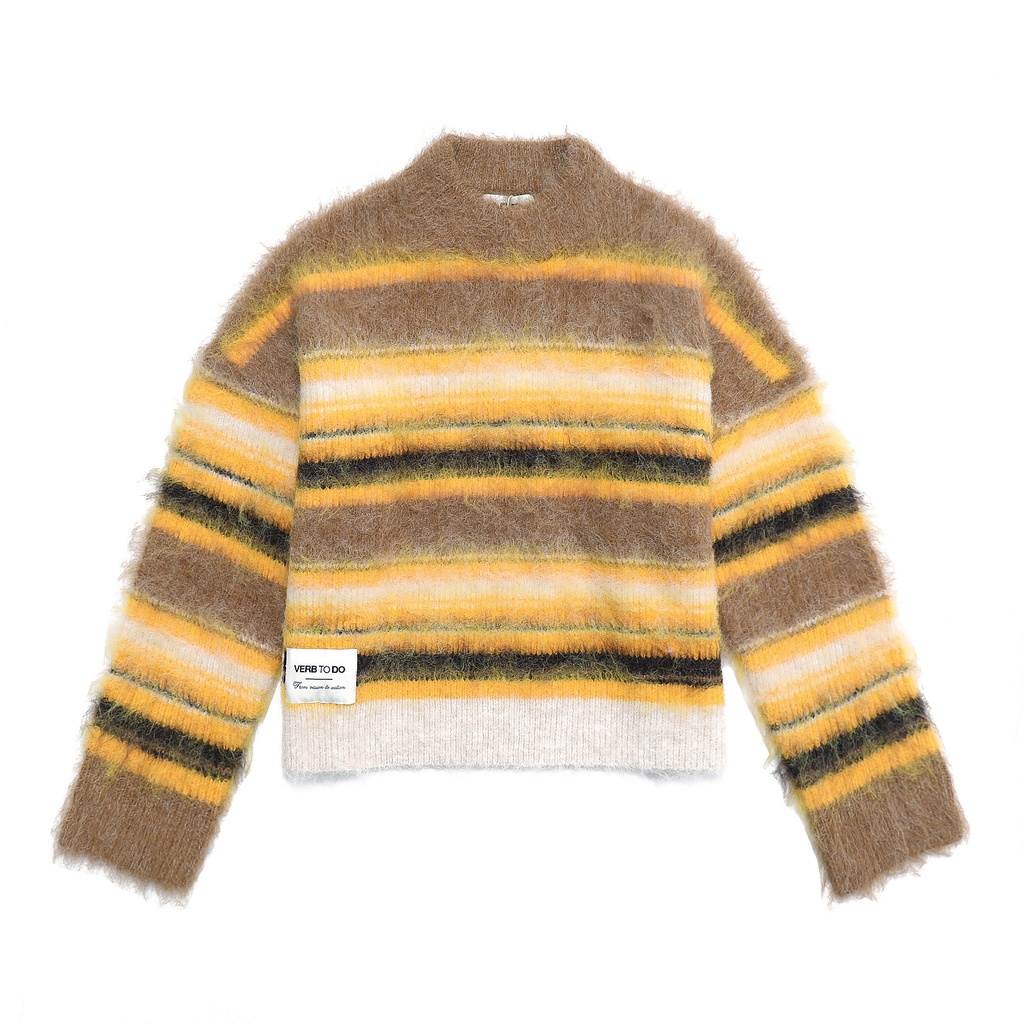 KNITWEAR BOXY STRIPES YELLOW AND BROWN VTD M