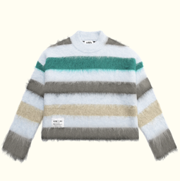 [KVTD-BXY-BL-GRY-S] KNITWEAR BOXY GREYBLUE GREY STRIPED JERSEY S