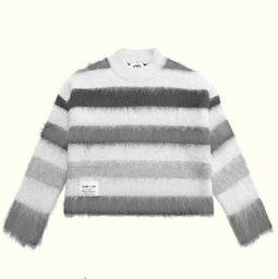 [KVTD-BOXY-GREYS-M] KNITWEAR BOXY GREY STRIPED JERSEY M